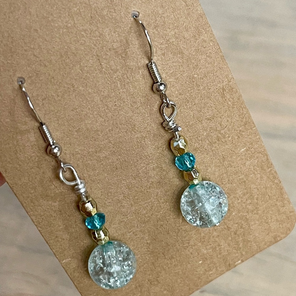 Cracked Glass Dangle Earrings